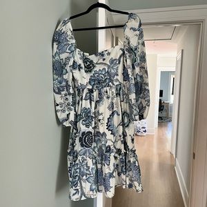 Blue and white floral long sleeve dress by Goodnight Macaroon. Size Medium